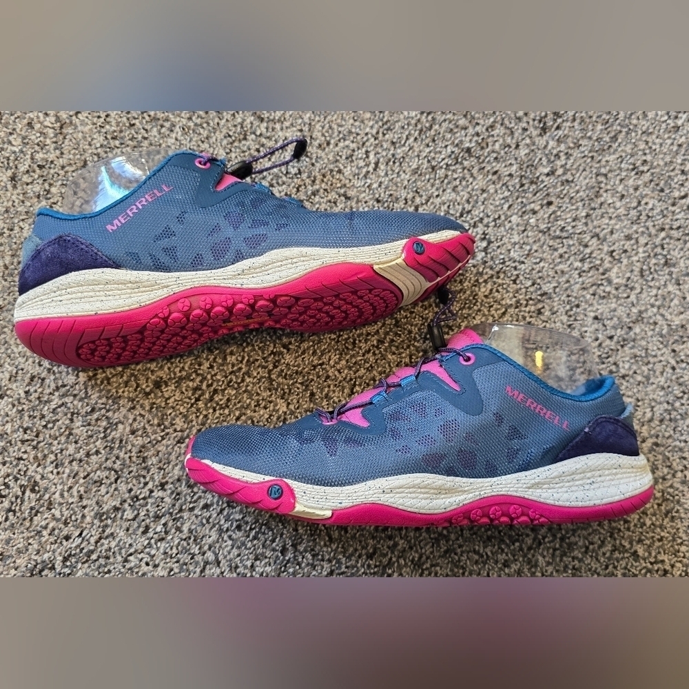 Merrell Womens J69938 Allout Shine Blue Wing Shoe Blue/Fucshia Barefoot Size 7.5 - Picture 7 of 10